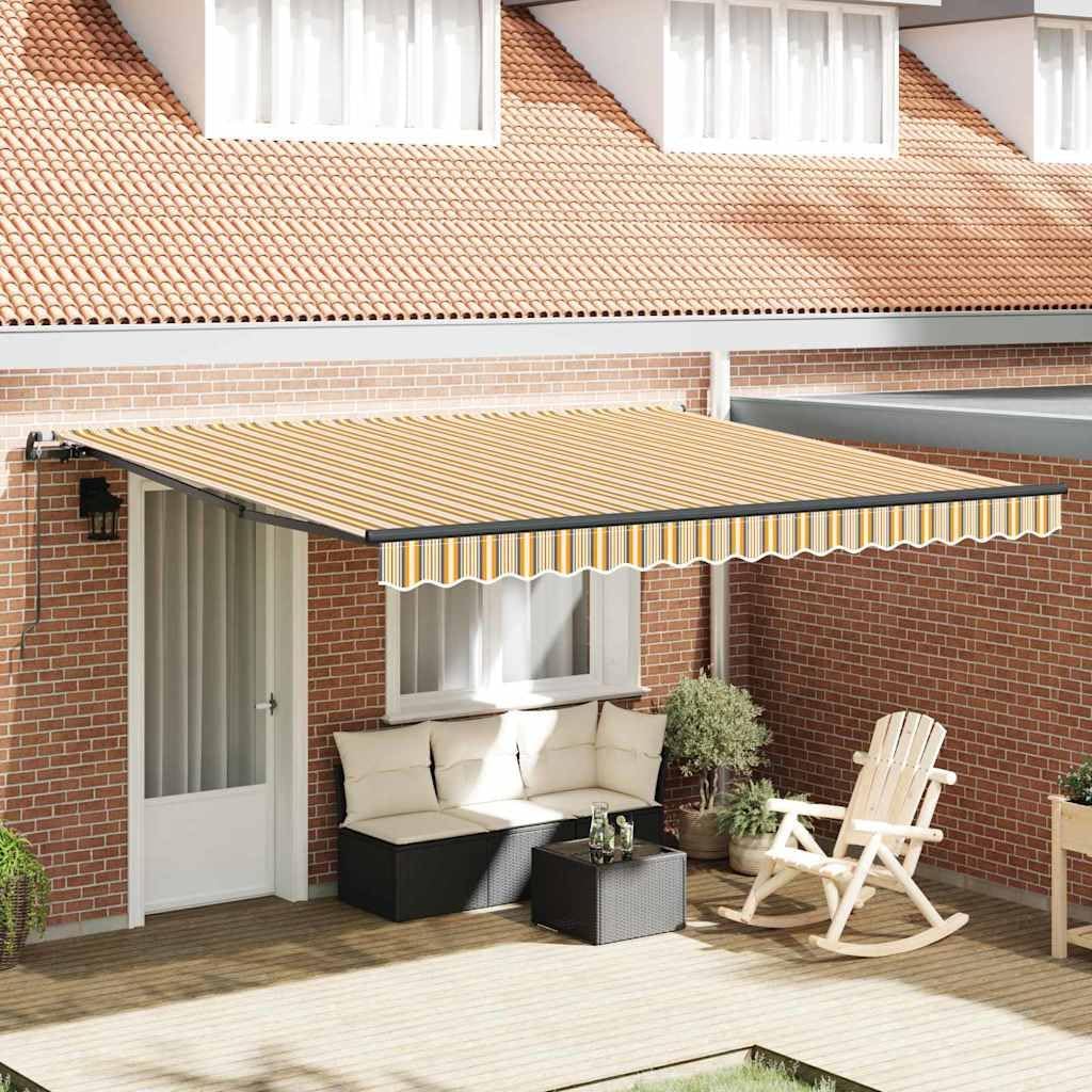 vidaXL Einziehbare Markise Mehrfarbig 400 x 300 cm Polyester und Stahl, Garten und Terrasse, rechteckige, Moderne, ausziehbare Markise, wetterfest, Sommerschutz für die Terrasse