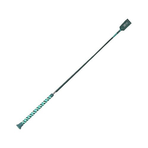 Chicote de montaria com cabo trançado na cor verde-garrafa/verde-esmeralda