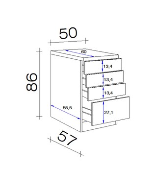 Schubkastenunterschrank Neo Weiß 50cm