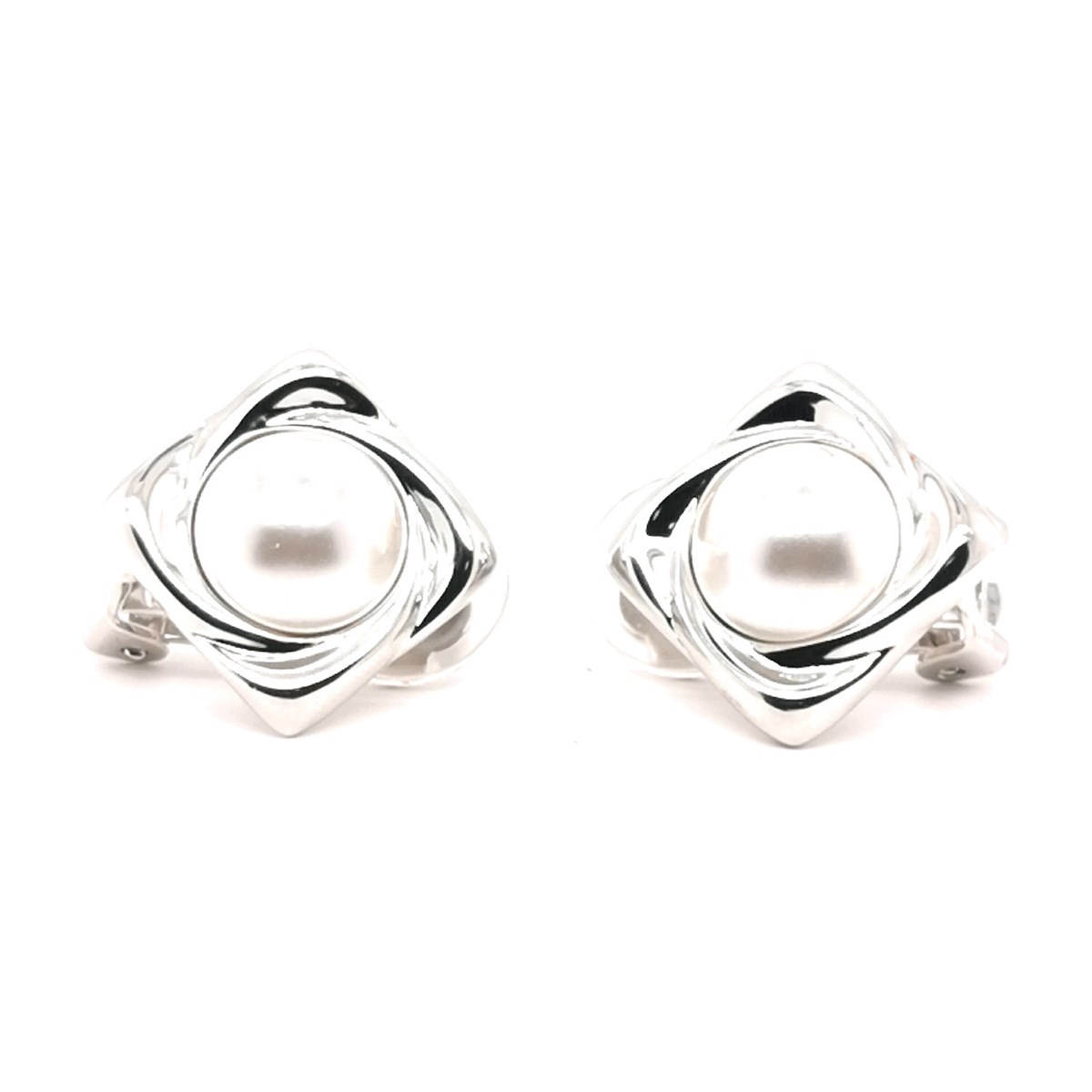 Boucles d'oreilles à clips Brillaxis argentéesperles blanches