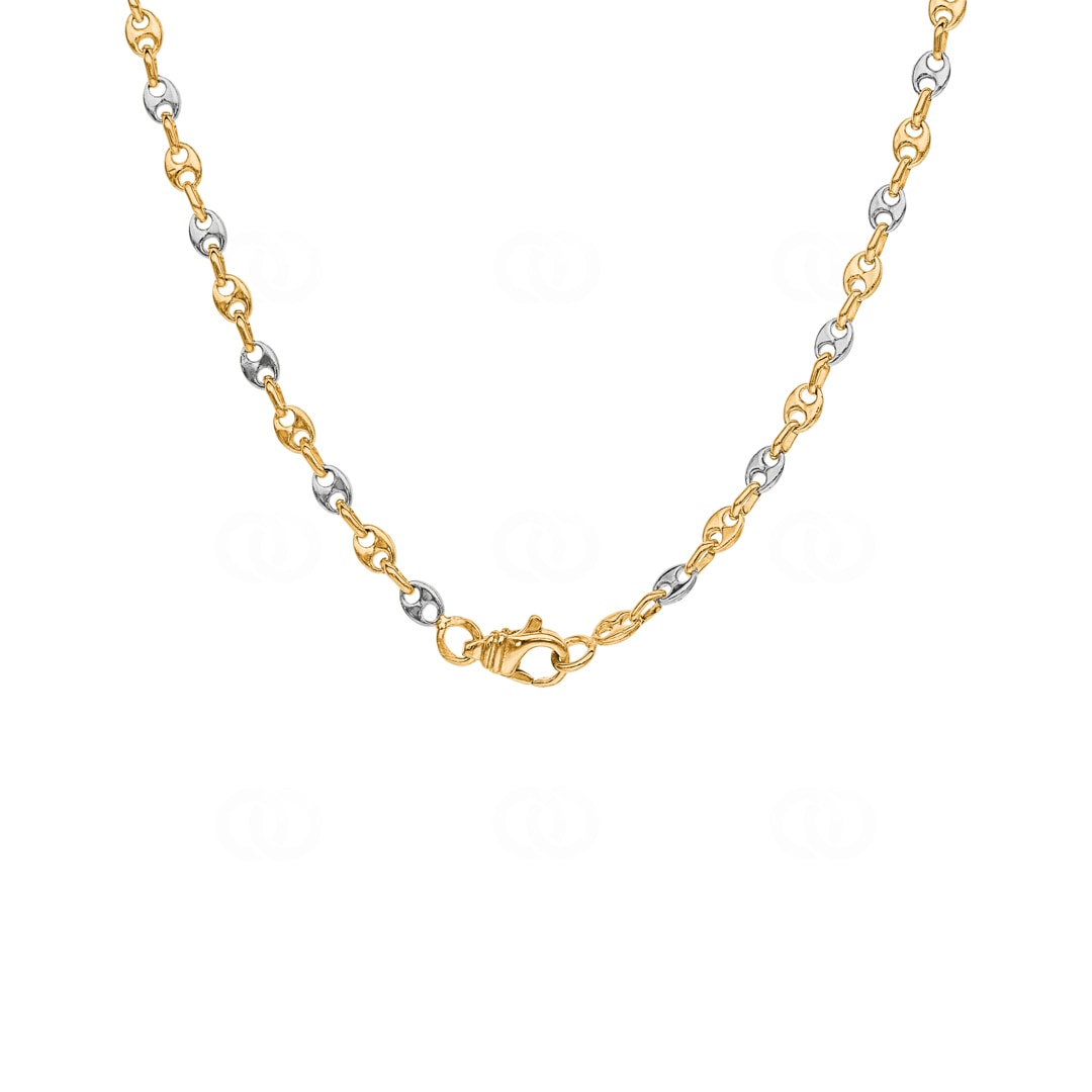 Schiffsankerkette massiv 750/18 K Gelbgold Bicolor 3.2mm