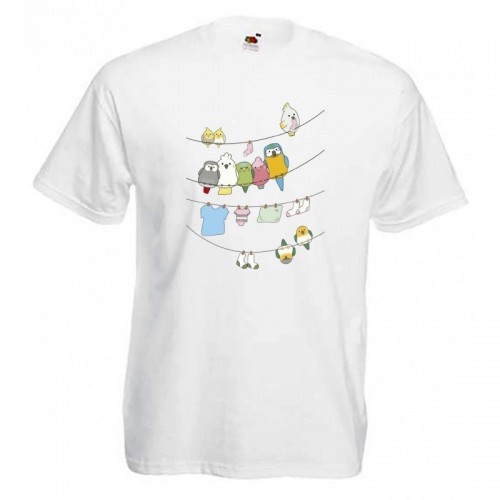 Camiseta branca Cool Parrots para adultos