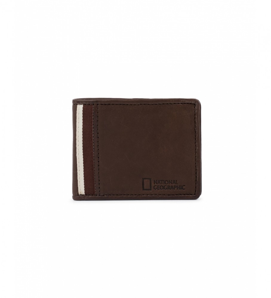 Carteira National Geographic Wind em couro marrom - 2x11x9cm -