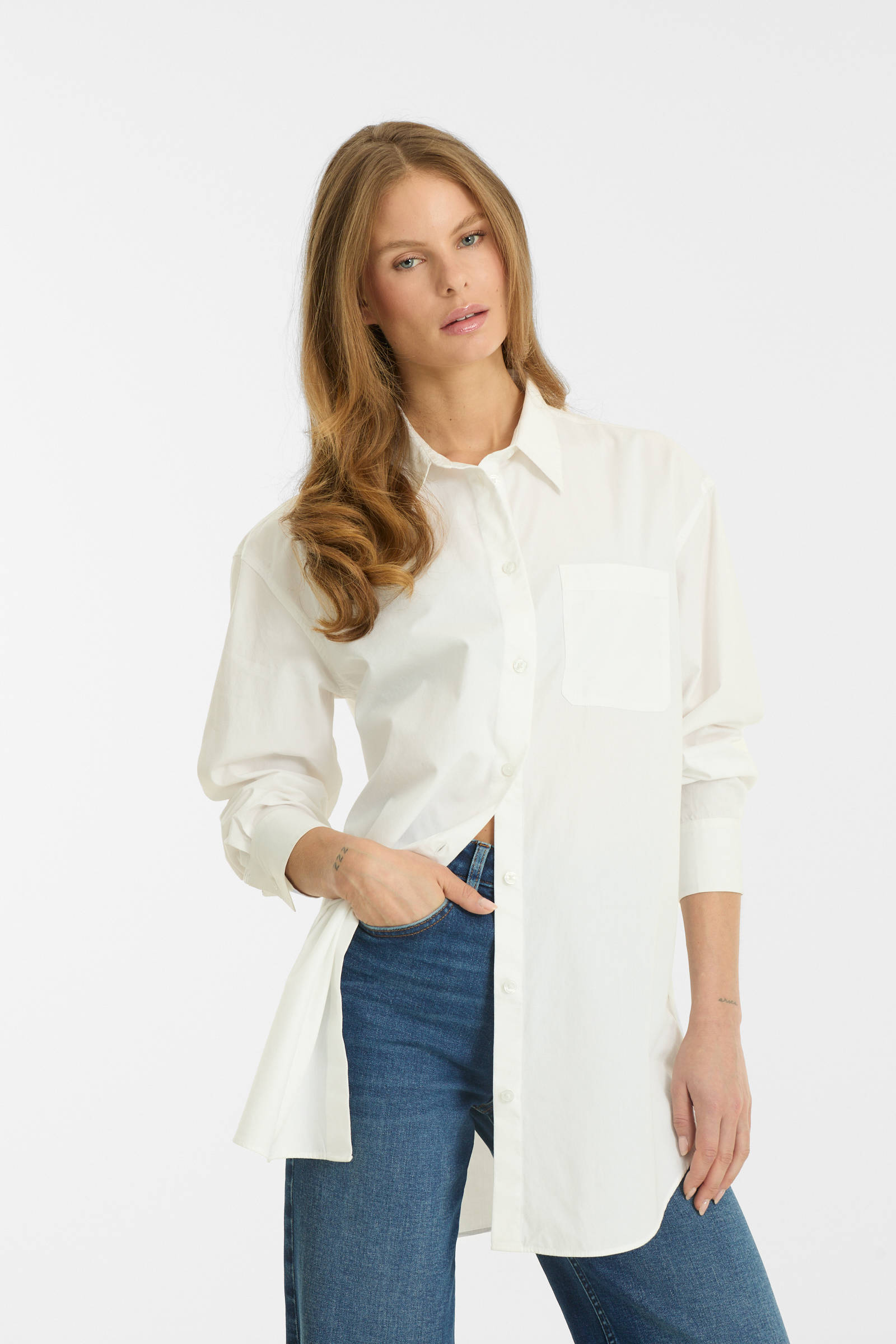 anytime oversized poplin blouse wit