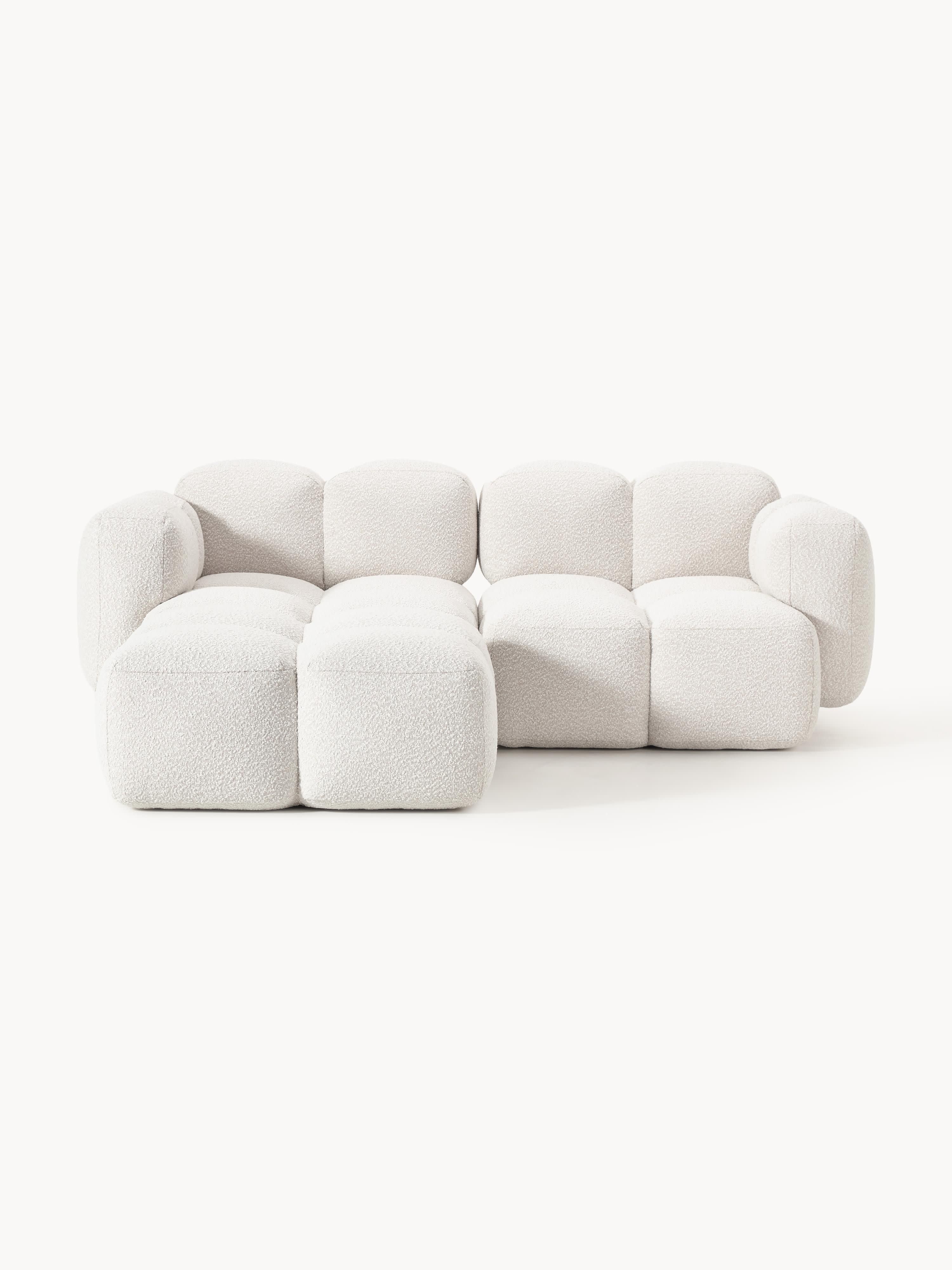 Modulaire bank Tayla (3-zits) van bouclé met poef (links/rechts)