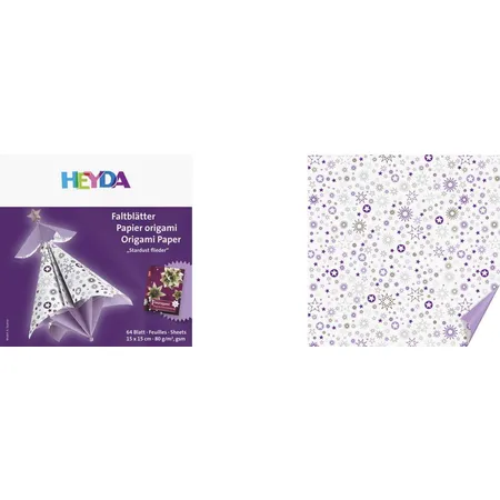 Heyda Faltpapier Stardust flieder, ca. 15 x 15cm, 64 Blatt