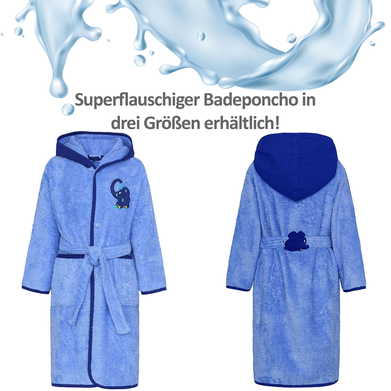 Smithy Bademantel ELEFANT 86/92 blau