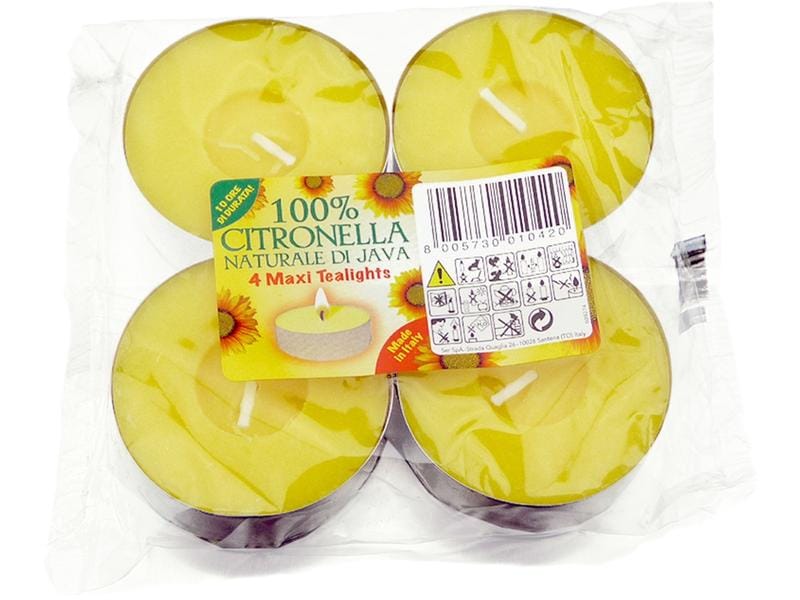 balthasar Outdoor Teelichter Citronella Maxi 4 Stück, Gelb Teelichter-Set