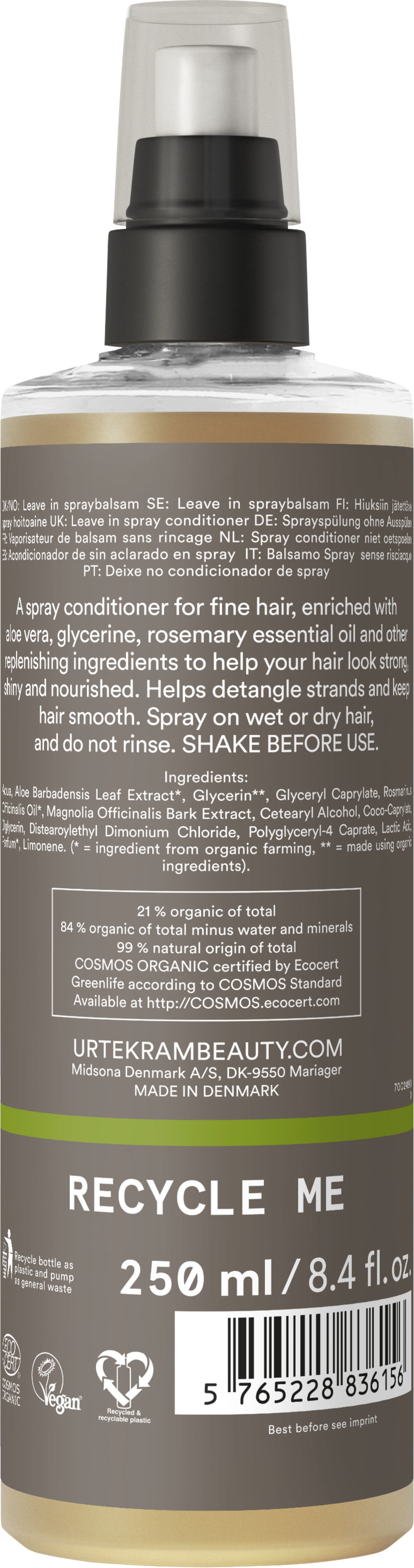 URTEKRAM  Rosemary Spray Conditioner, 250 ml