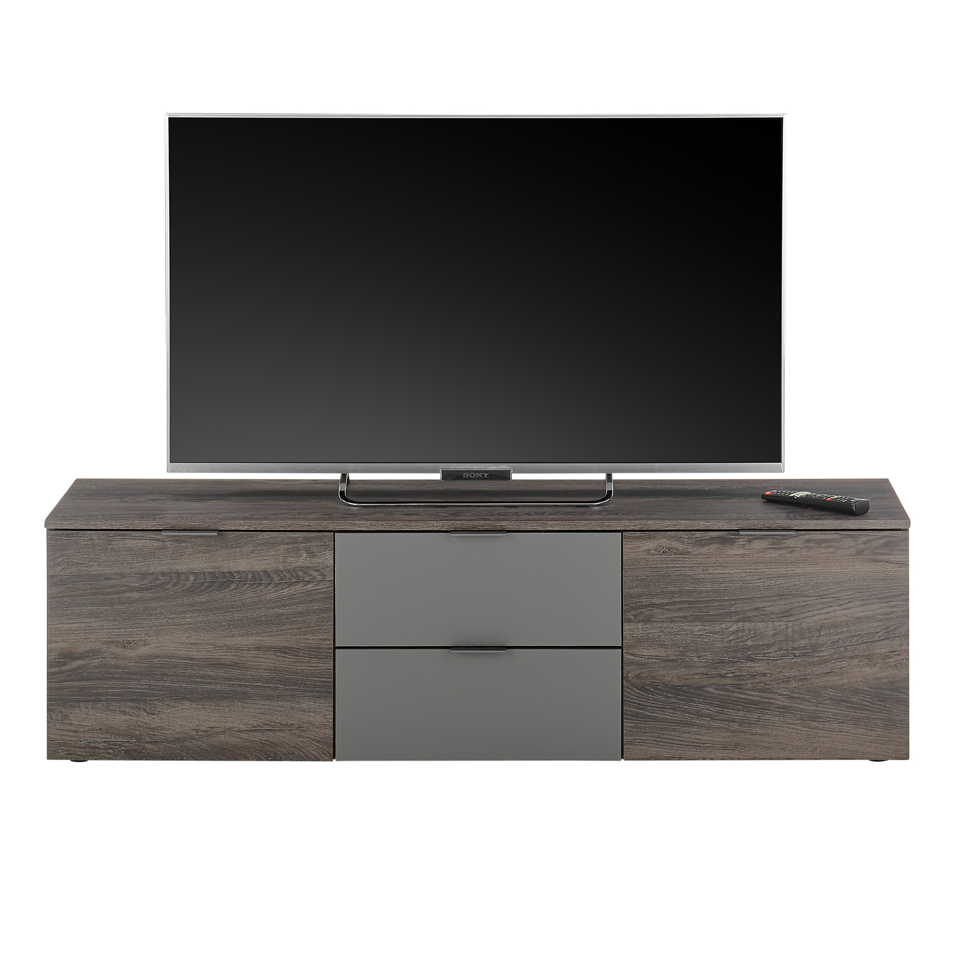 Lowboard - Rima Oak dunkel-grau - 2 Schubkästen - 150 cm