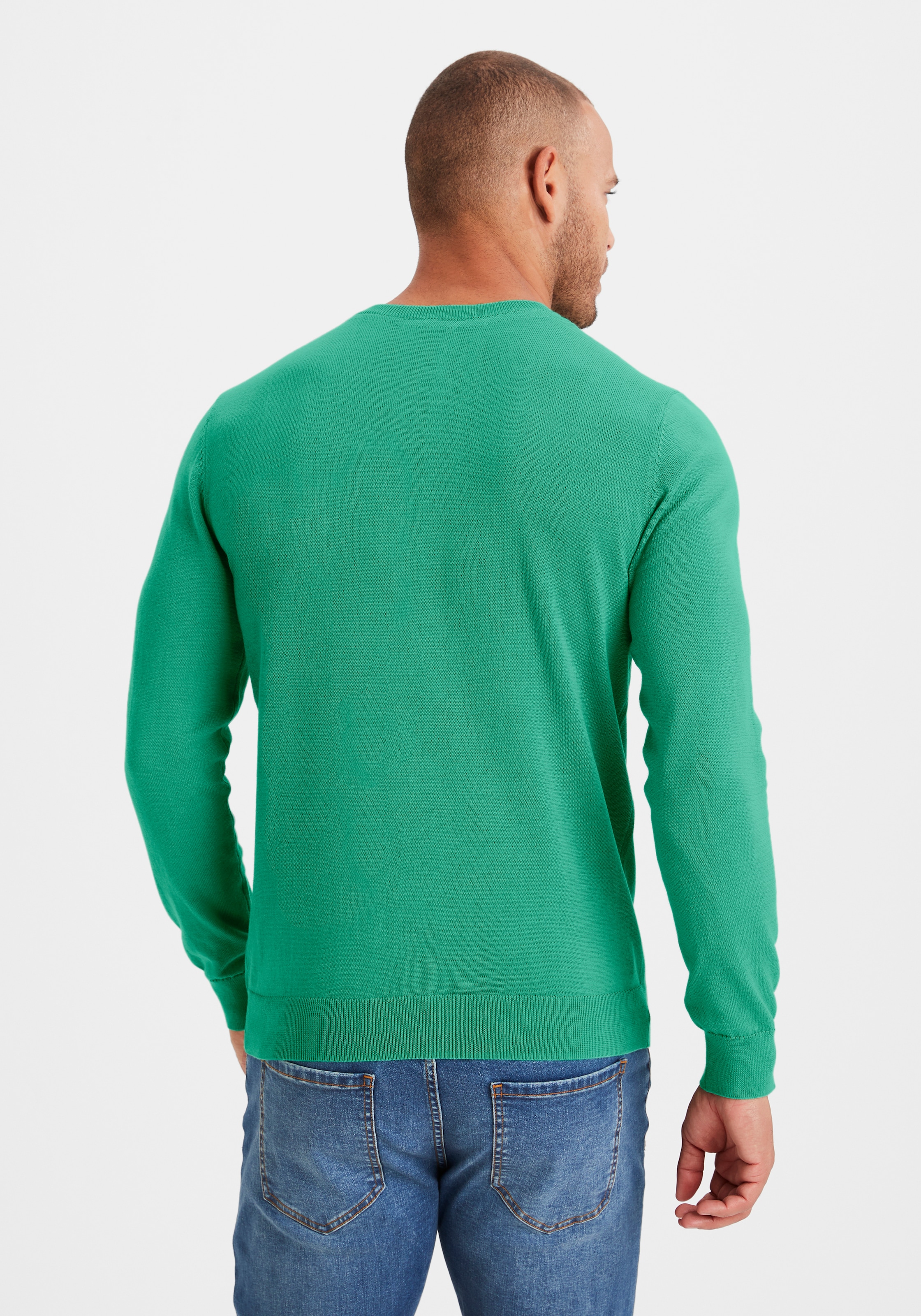 H.I.S Strickpullover mit V-Ausschnitt, Pullover aus Feinstrick, Baumwollmischung