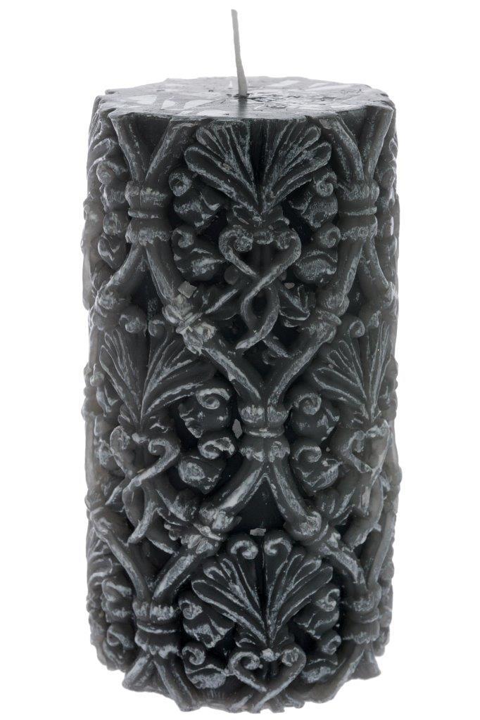 Kerze - dunkelgrau - 15 cm