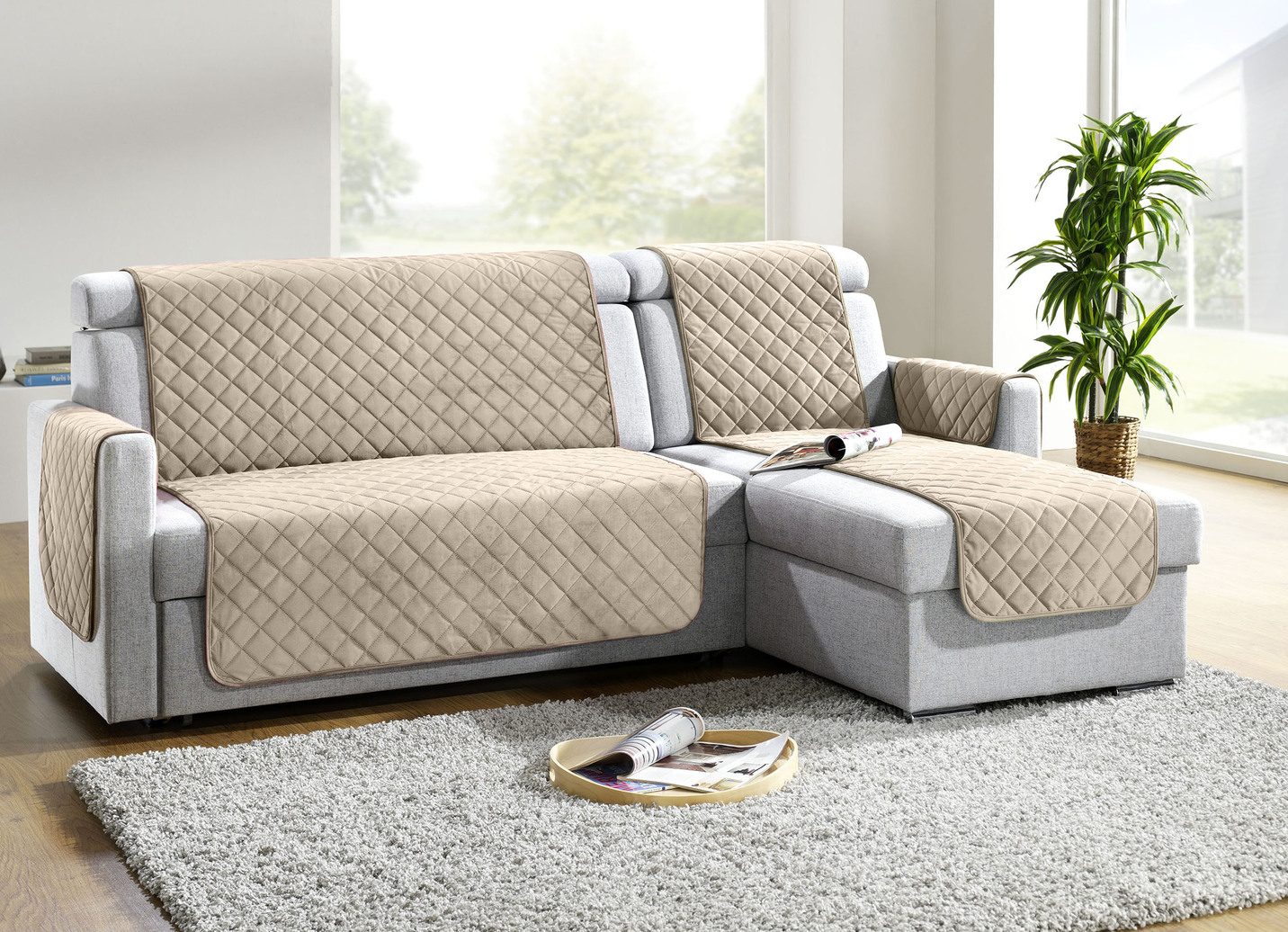 Sessel,- Couch,- und Armlehnschoner mit Bandeinfassung