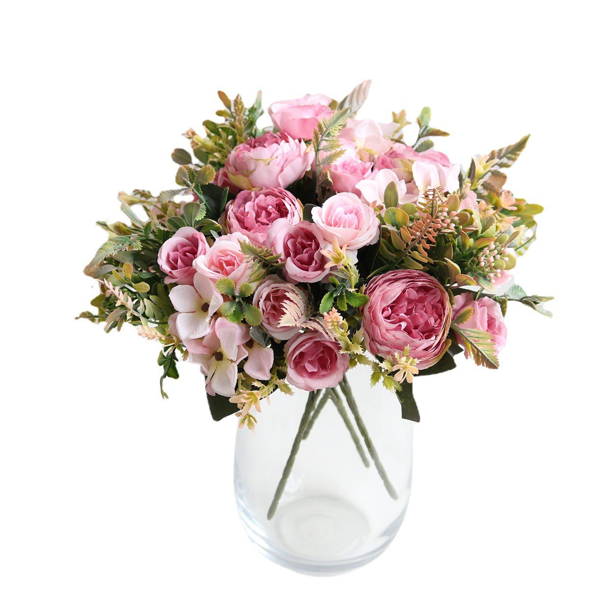 (30cm) Deko Kunstblumen Pfingstrosen Blumenstrauss - Rosa