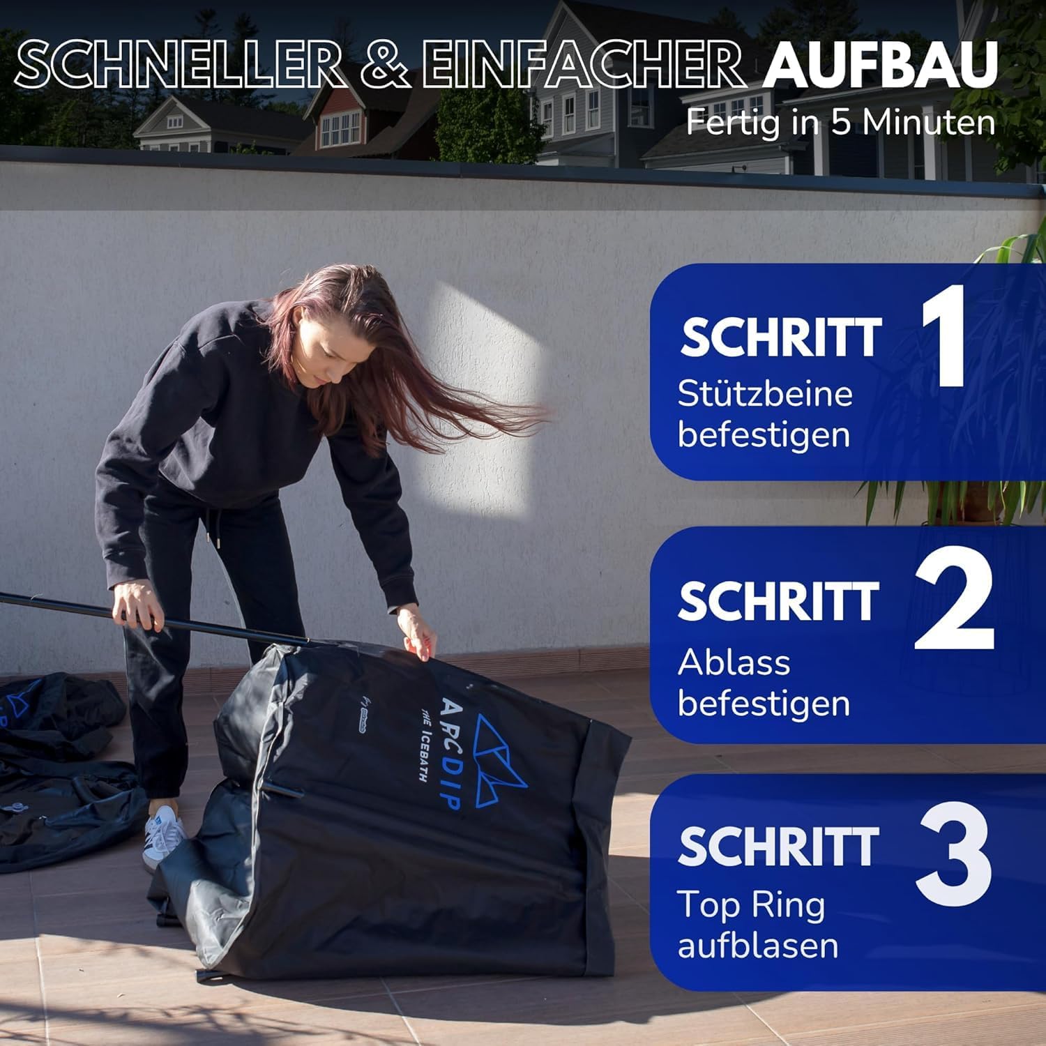 poolomio® Eisbad Oval Premium Set 120 x 60 x 60 cm | XXL Eisfass 340L für Zuhause & Outdoor | Eistonne mit Aluminiumrahmen, Isolierdeckel & Zubehör | Eiswanne für Kältetherapie & Regeneration