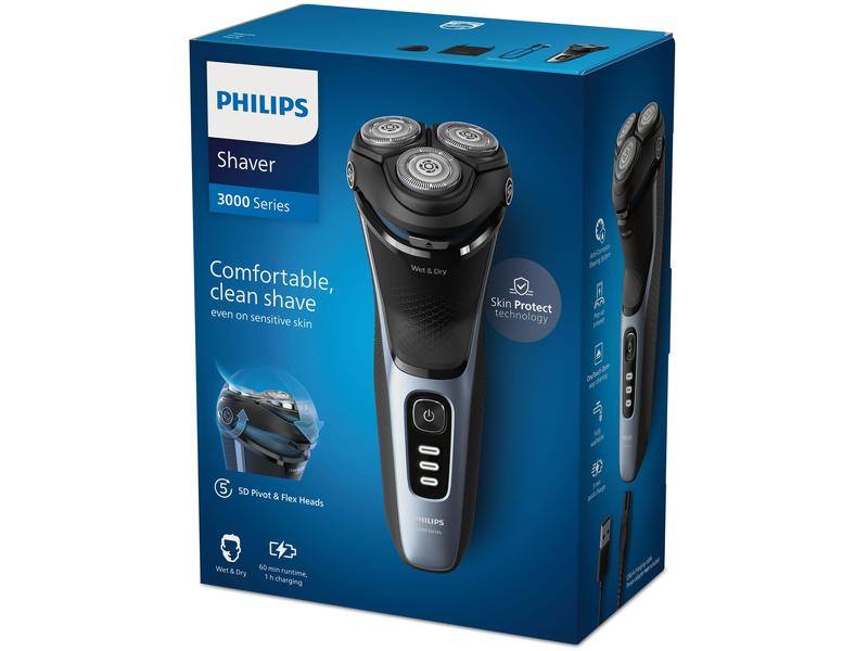 Philips Herrenrasierer Shaver 3000 Series S3243/12 Elektrischer Nass- und Trockenrasierer