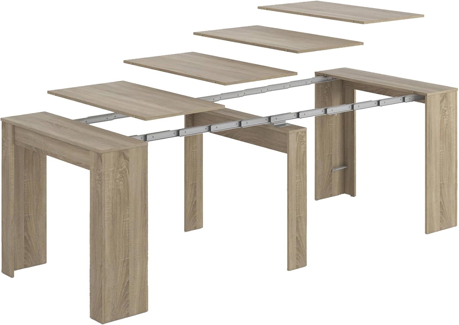 Dmora - Ausziehbarer Tisch Compton, ausziehbarer Esstisch, Tisch mit Mehrzweckverlängerungen, ausziehbar auf bis zu 10 Sitzplätze, 51/237 x 90 x 78 cm, Eiche