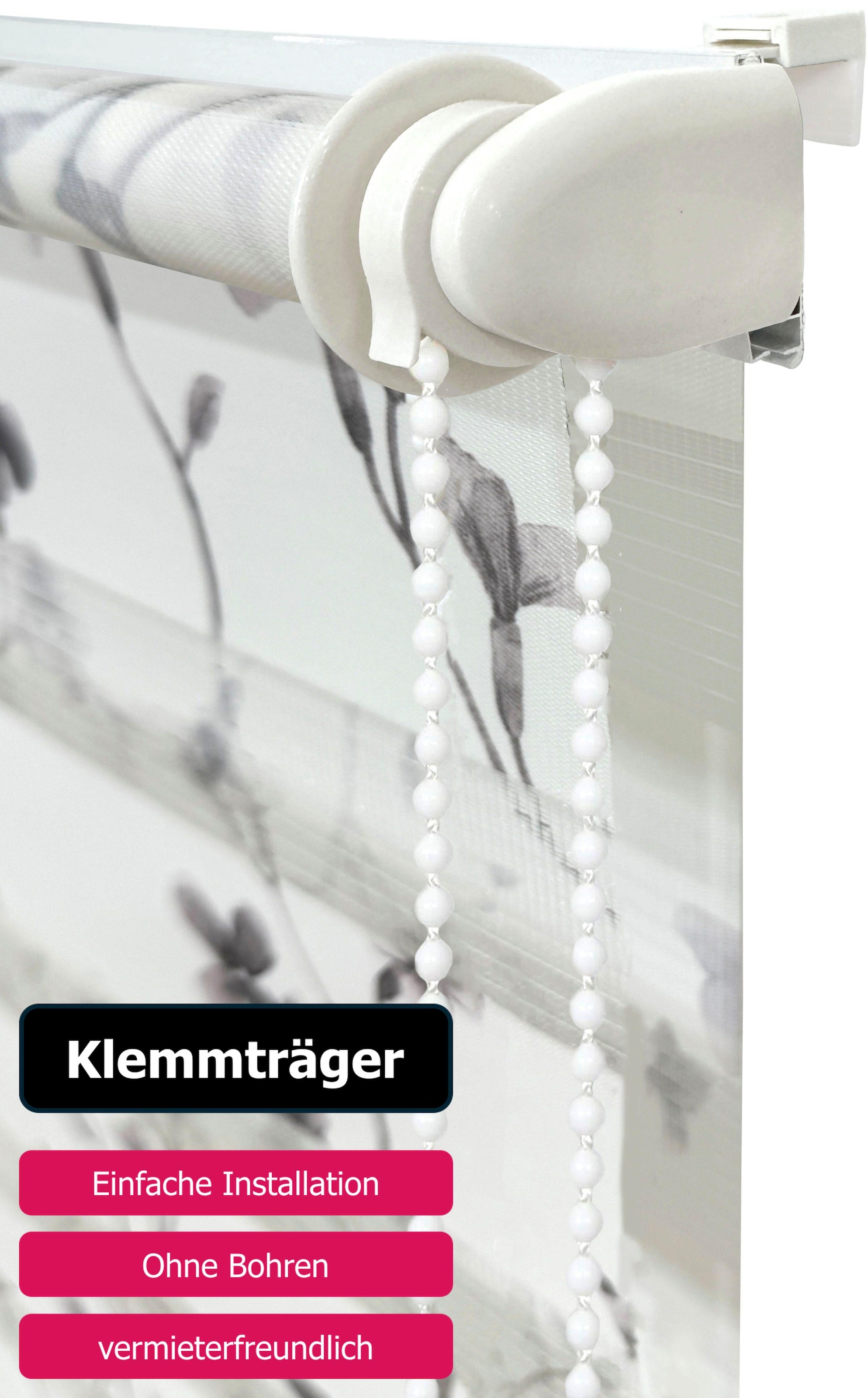 my home Doppelrollo »MINNA« Lichtschutz Sichtschutz ohne Bohren freihängend mit Floralem Design NEUHEIT!