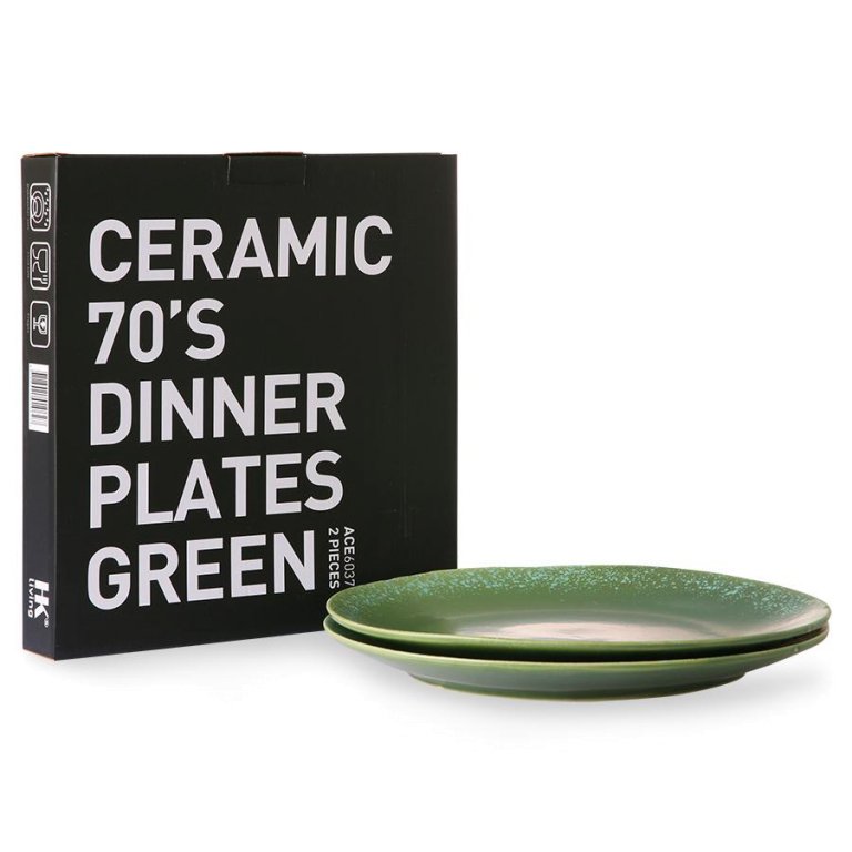 HKliving 70's Ceramic dinerbord Ø29 set van 2 mineral
