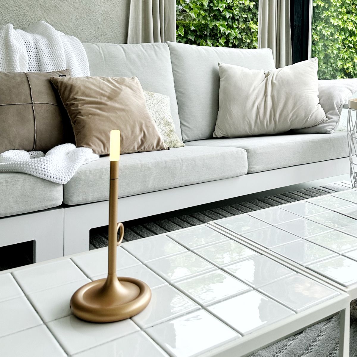 Set van 2 buiten tafellampen goud met dimmer oplaadbaar - Sjarel