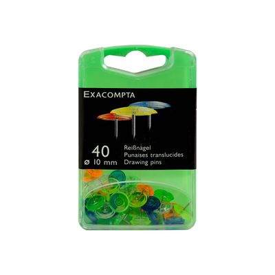 Exacompta - 40 Punaises - 7 mm - couleurs translucides assorties