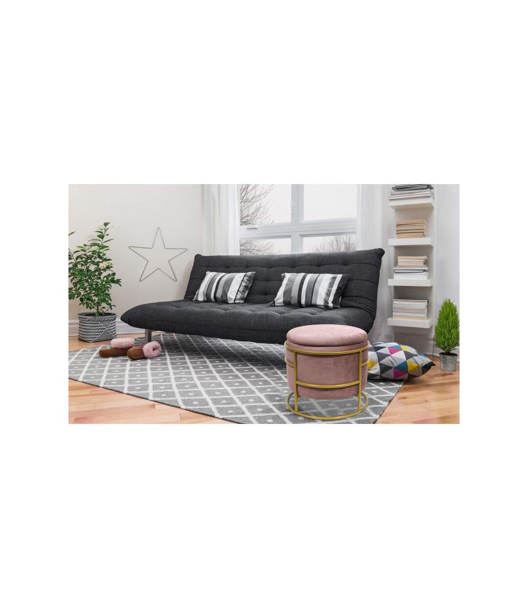 Paris Prix - Pouf & Coffre De Rangement gorin 43cm Rose