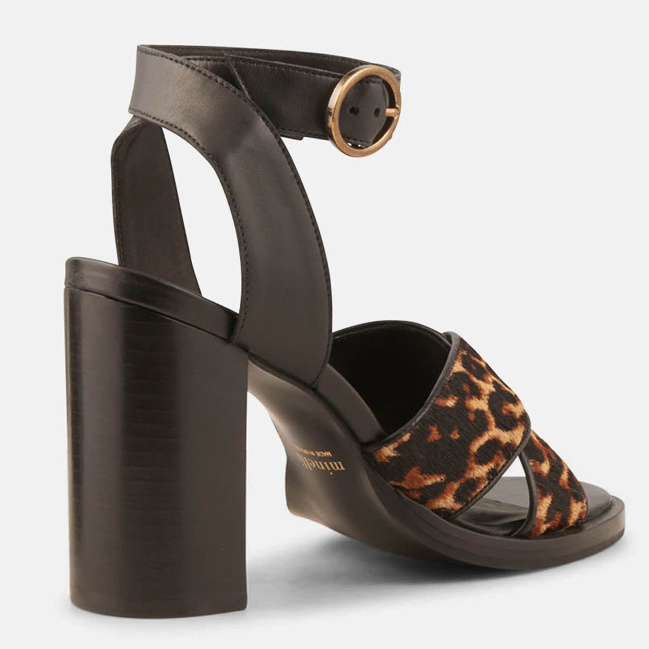 Minelli Sandales en Cuir façon poulain Camille léopard - Talon 9 cm