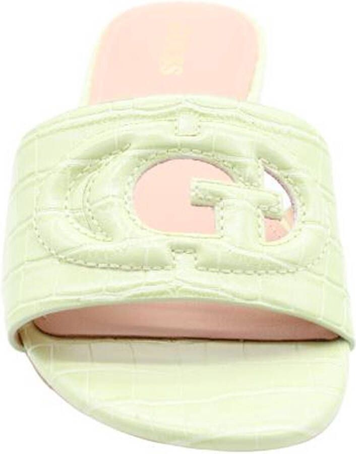 GUESS Tashia slippers met crocoprint limegroen