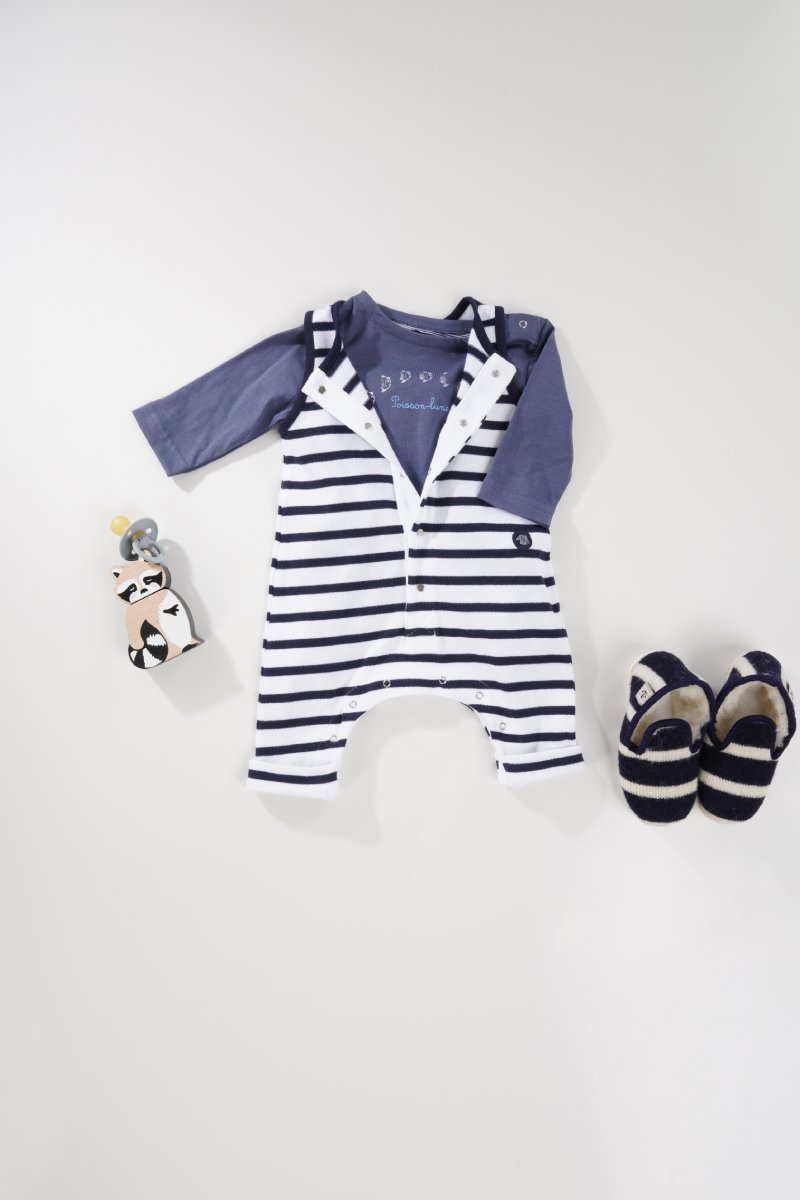 Combinaison rayée Baby - coton rustique