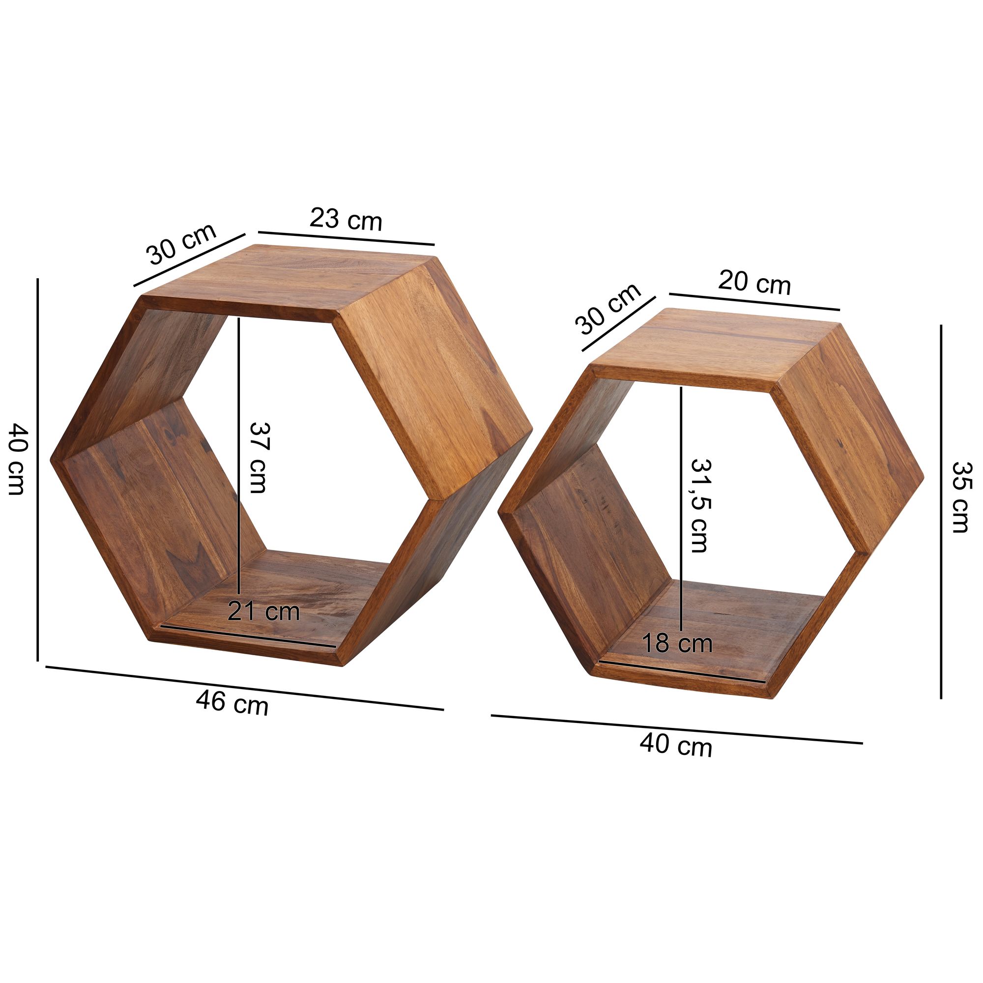Beistelltisch 2er Set FineBuy Satztisch Wohnzimmertisch Holz Massiv Tisch Klein