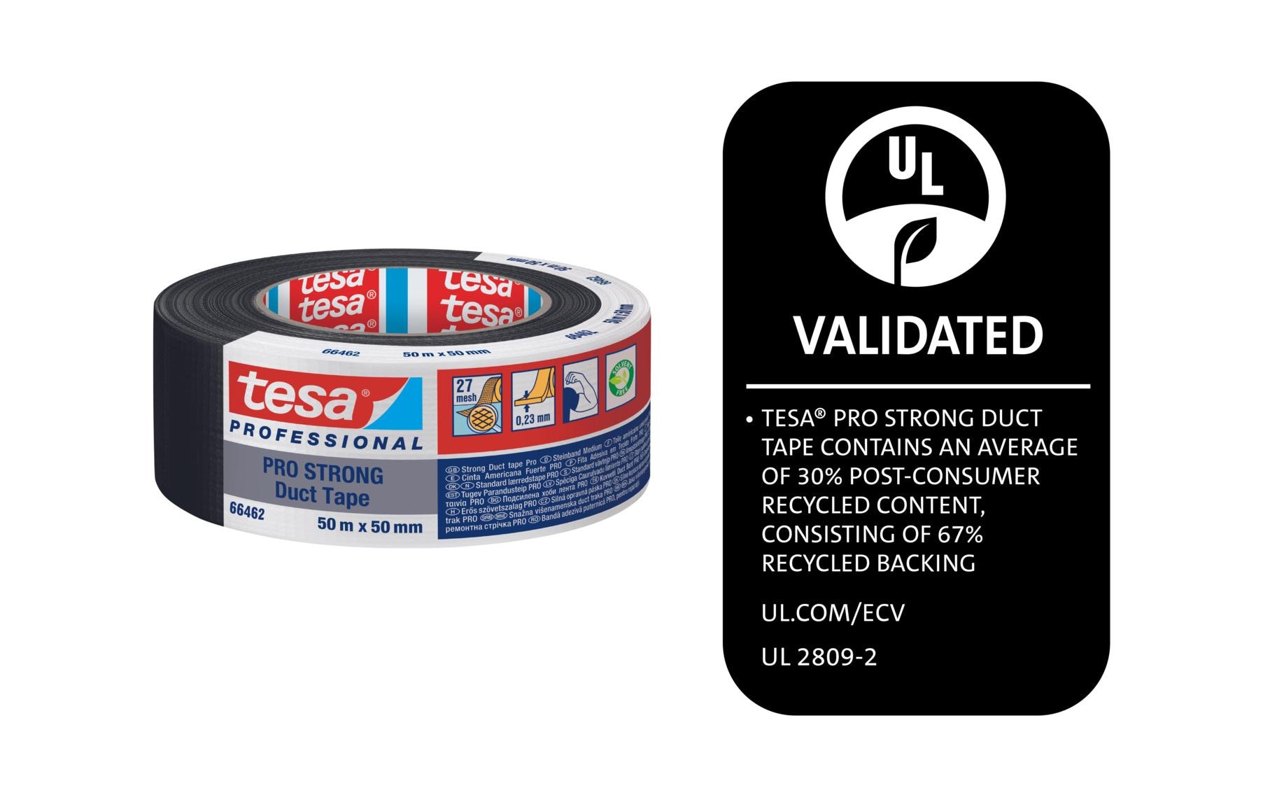 Gewebeband Pro Strong Duct Tape Schwarz - 50 m x 50 mmKlebeband mit extra starkem Halt für Reparaturen, Befestigung, Abdichtung und mehr