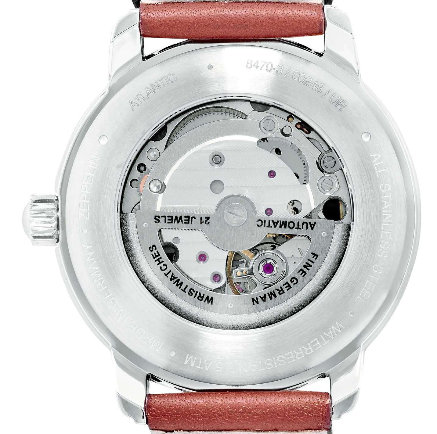 Zeppelin-Automatik-Herrenuhr mit Edelstahlgehäuse und Lederband