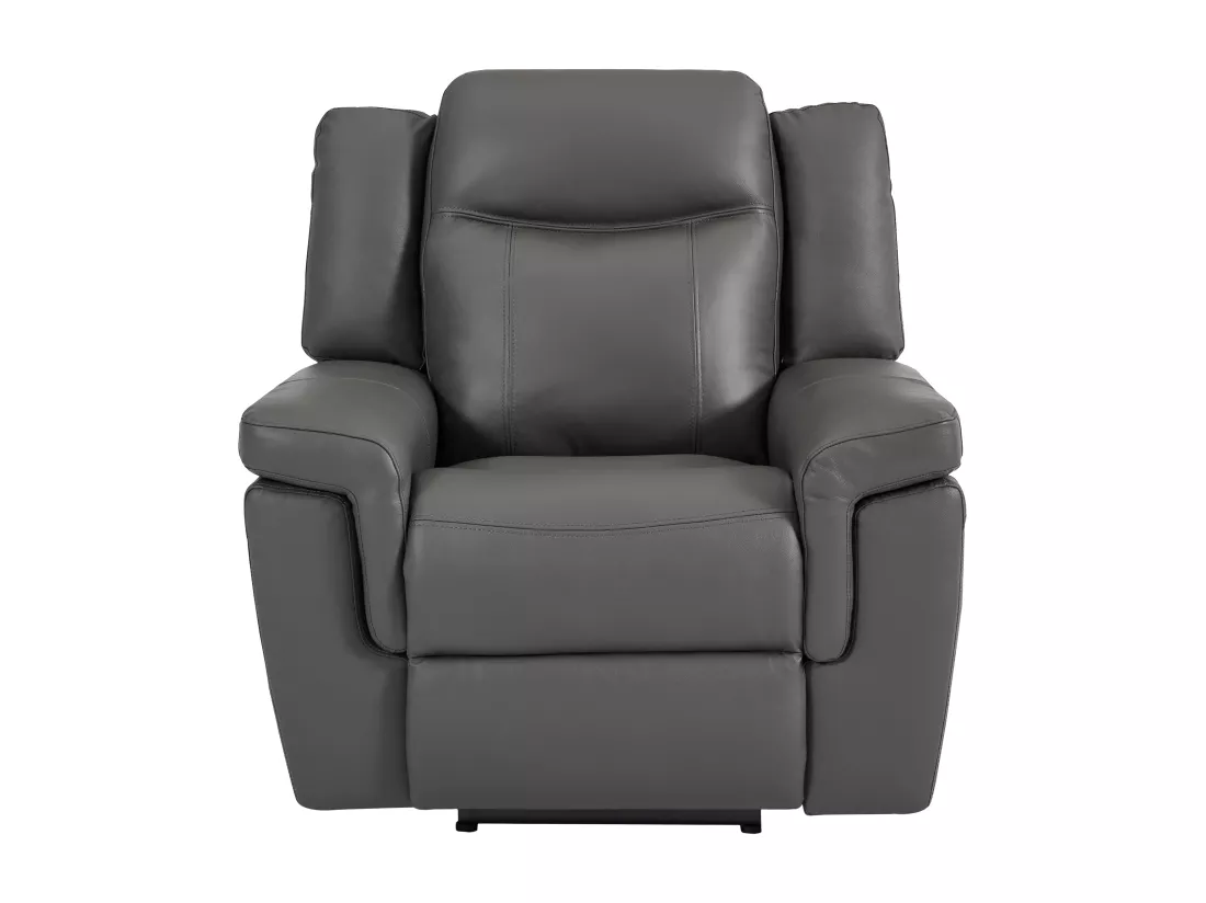 Canapé 3 places et un fauteuil relax électrique en cuir KENNETH - Gris