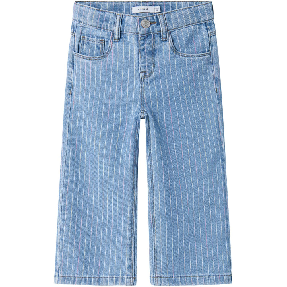 Køb Name It Light Blue Denim Multi Rose Wide Stripe Jeans