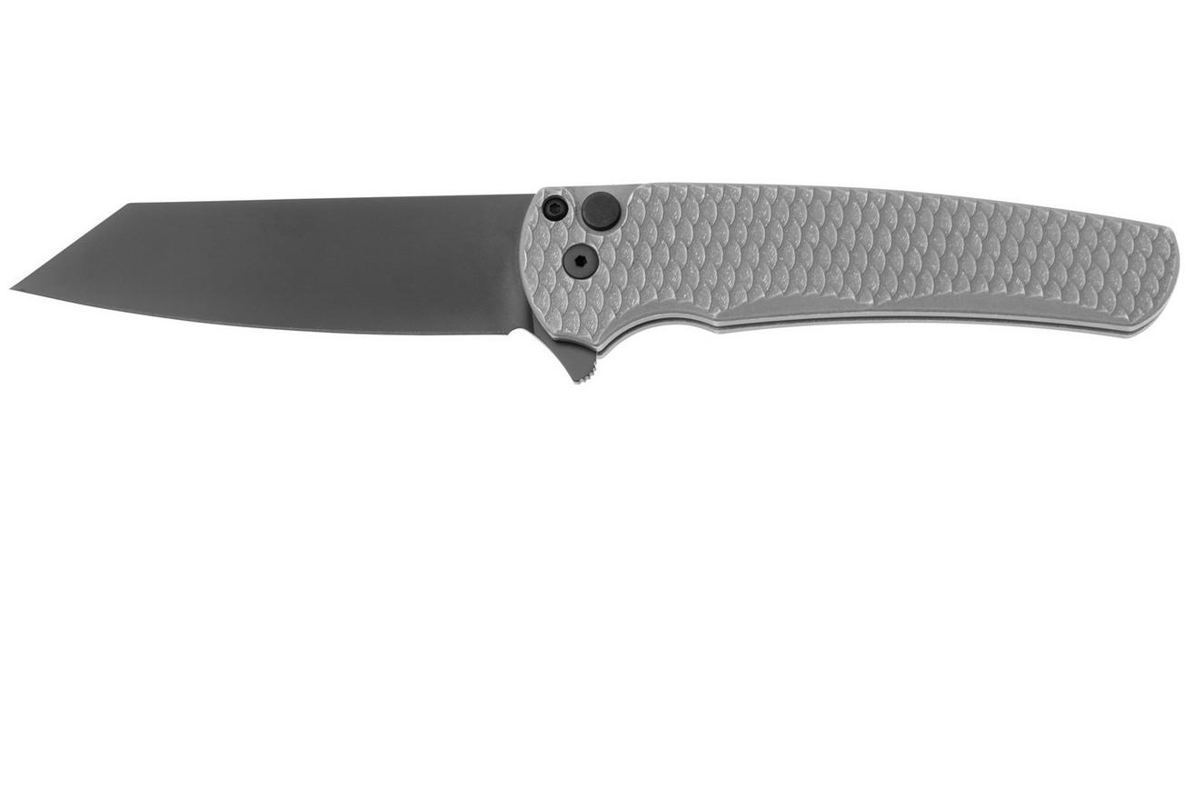 Pro-Tech Malibu 5436-BW DLC Black Magnacut Reverse Tanto, Grey Aluminum Dragon Scale zakmes