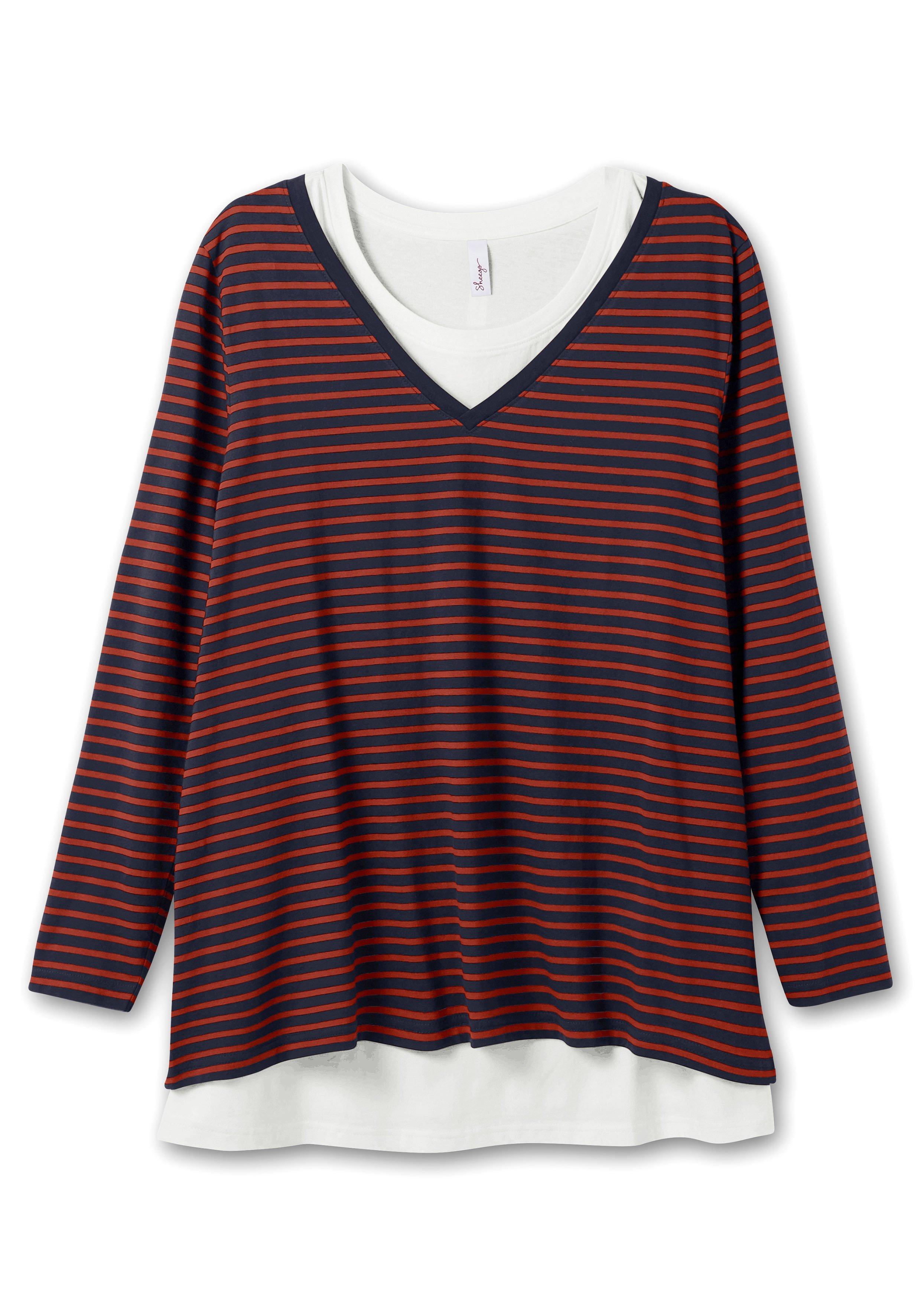 Set aus gestreiftem Langarmshirt und unifarbenem Top