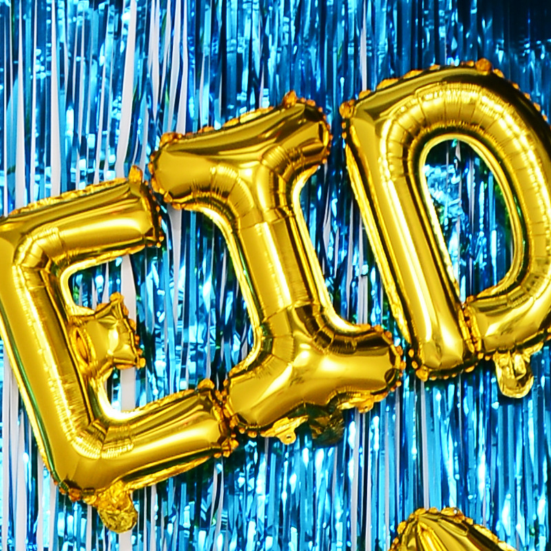(65-tlg. Set) Ramadan Ballons Eid Mubarak Party Dekoration Latex- und Folienballons / Lametta Vorhang - Gold / Schwarz / Dunkelblau