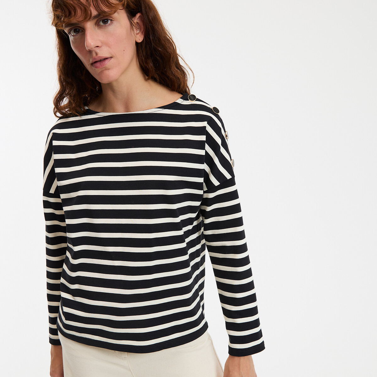 COLEÇÕES LA REDOUTE<br>Camisa azul marinho com volume solto, Signature AIMIE