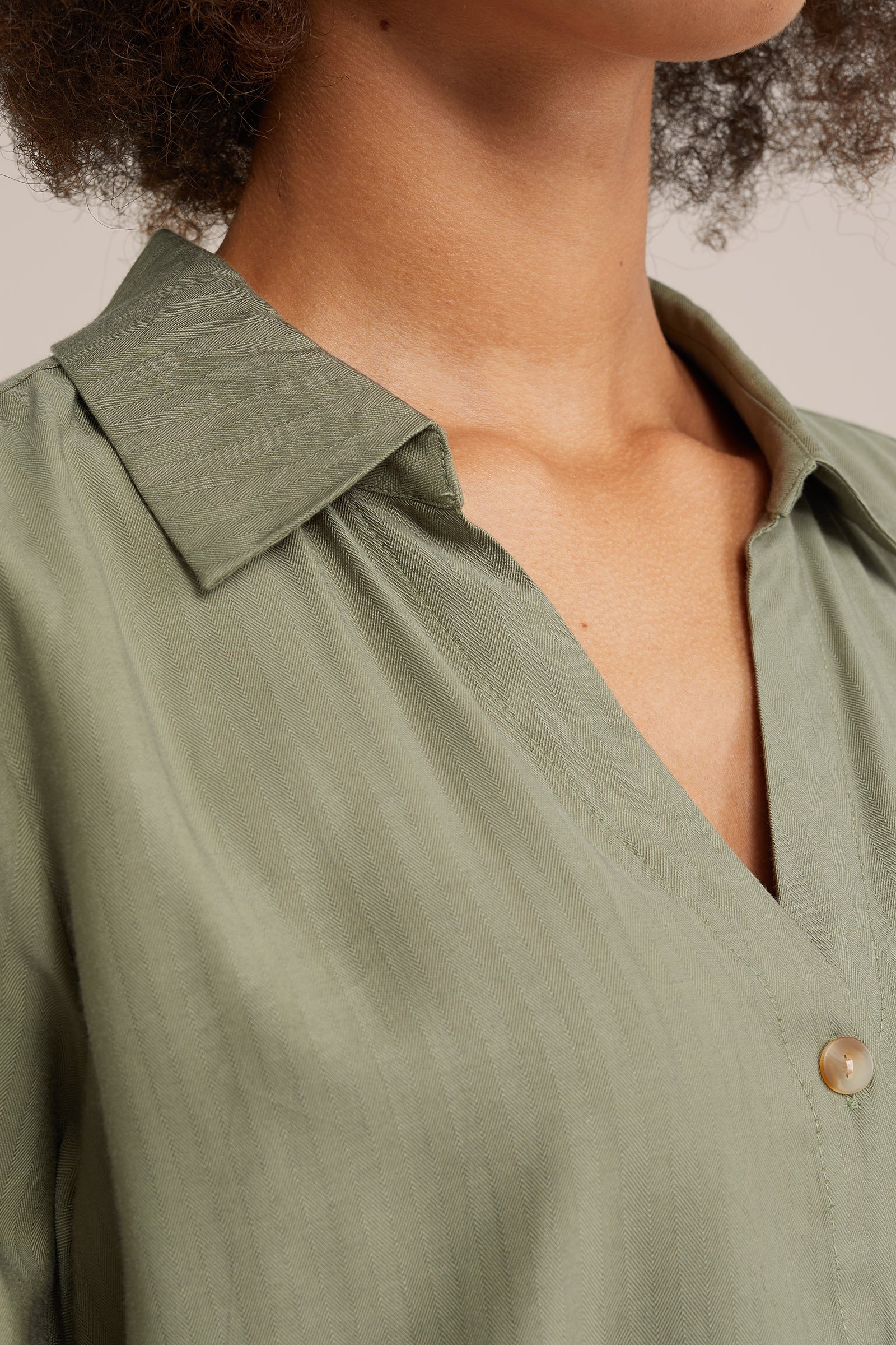 blouse met structuur WE Fashion Olijfgroen