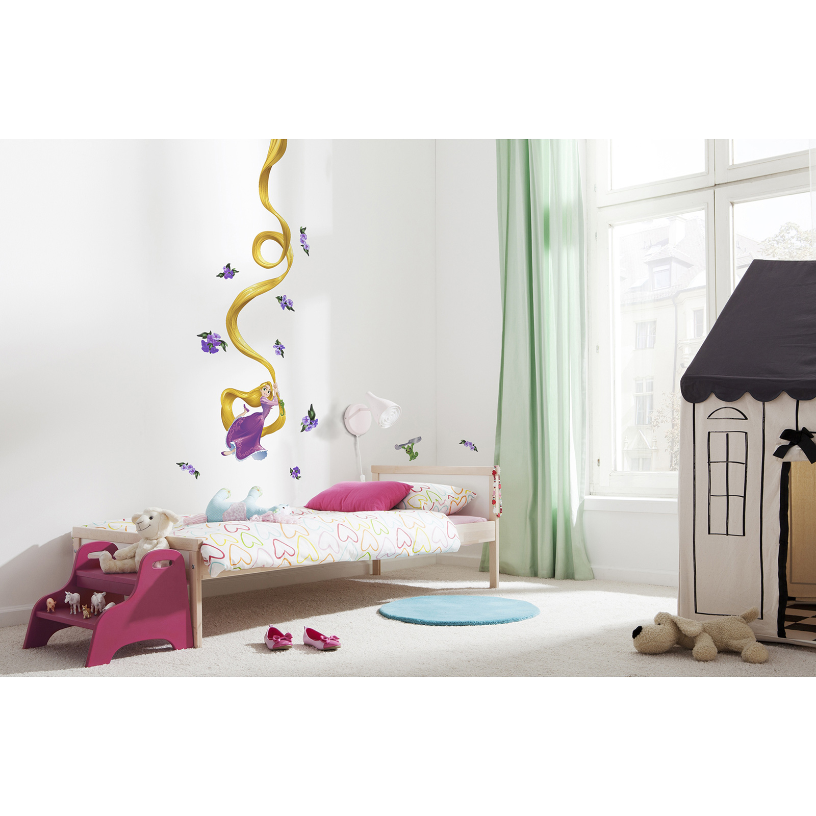 Wandtattoo RAPUNZEL - lila-gelb - 100x70 cm