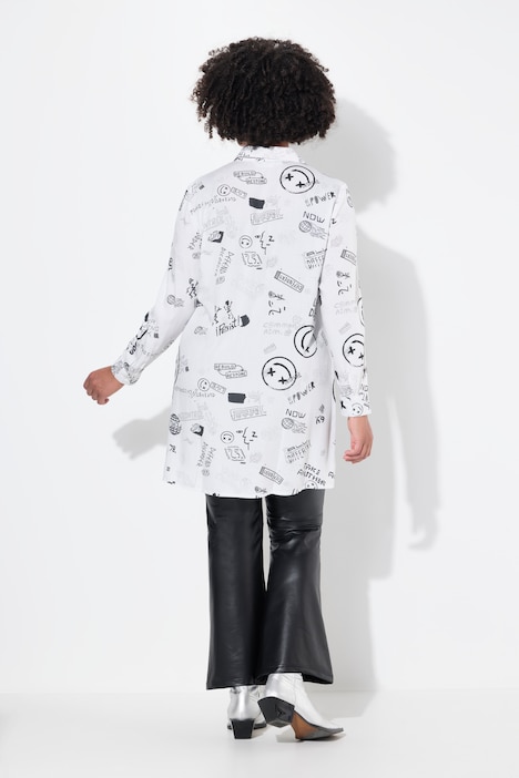 Hemdbluse, Straight Fit, Scribblemuster mit Smileys
