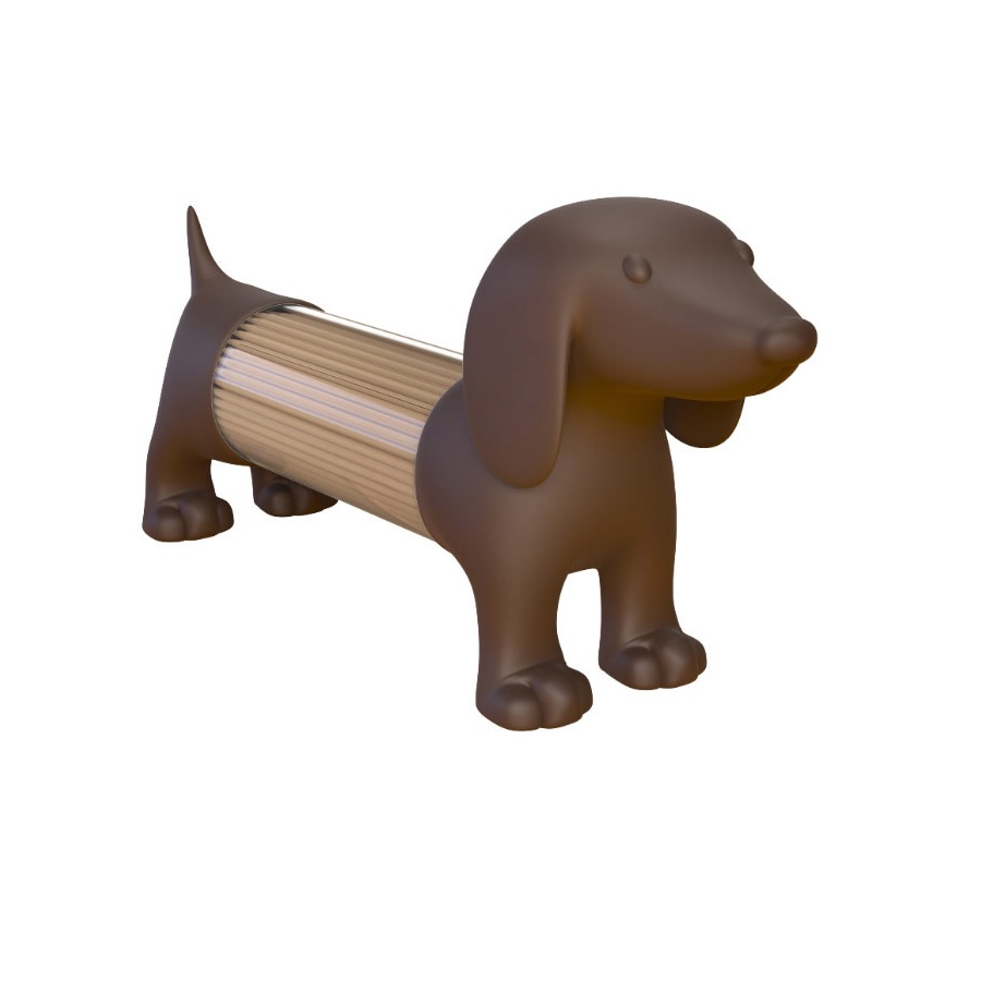 Porta-palitos em formato de cachorro dachshund, marrom
