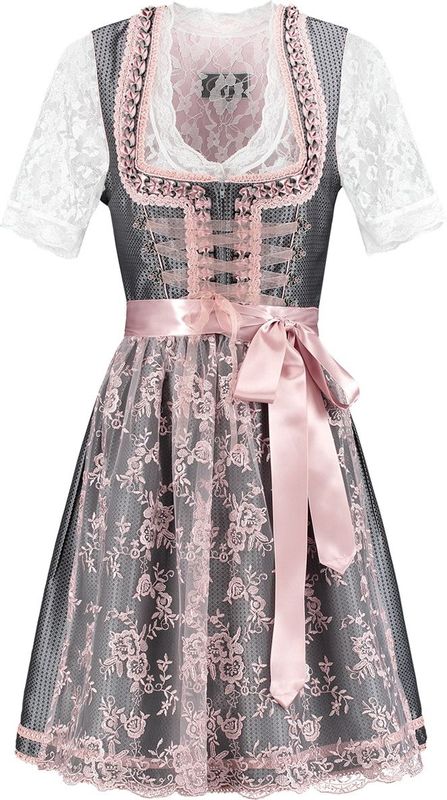 Luxe Dirndl Roze/Zilver