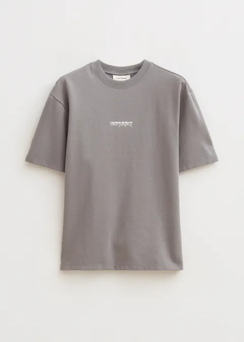 T-shirt met print logo carrier grijs (GRS)