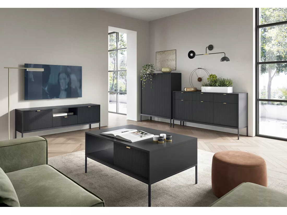 Buffet haut avec 2 portes - Noir - LIOUBA de Pascal MORABITO