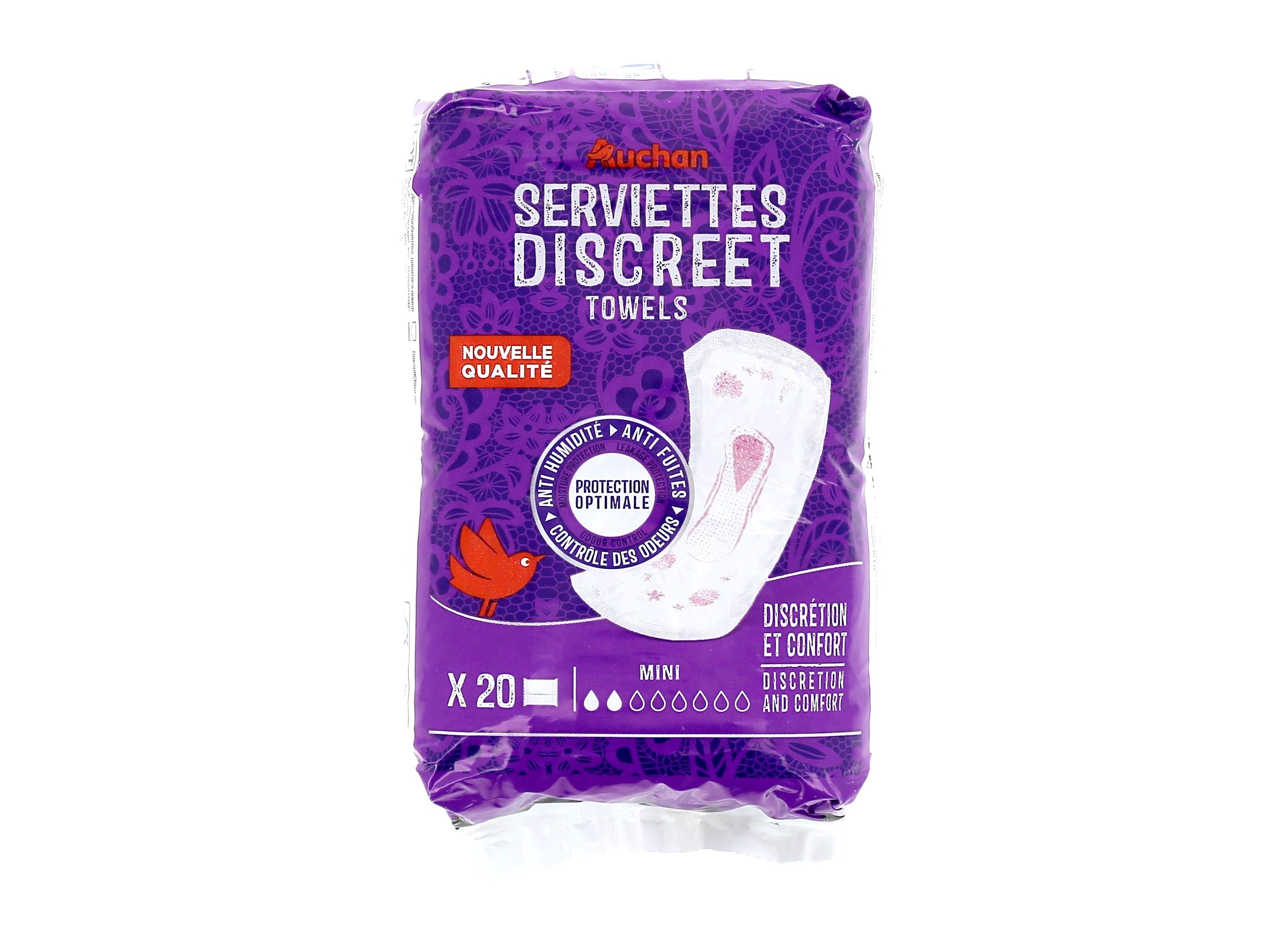 PENSOS INCONTINÊNCIA AUCHAN DISCREET MINI C/BOLSA 20UN