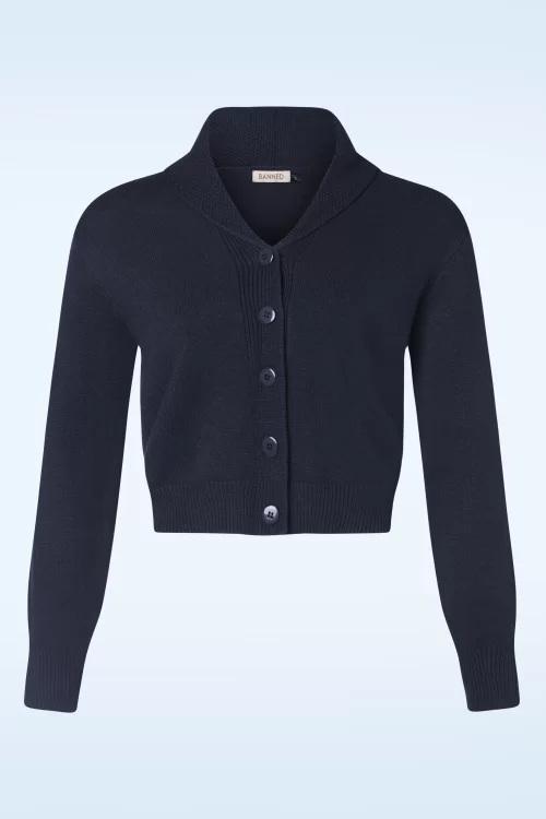 Banned Retro Violet cardigan in nachtblauw