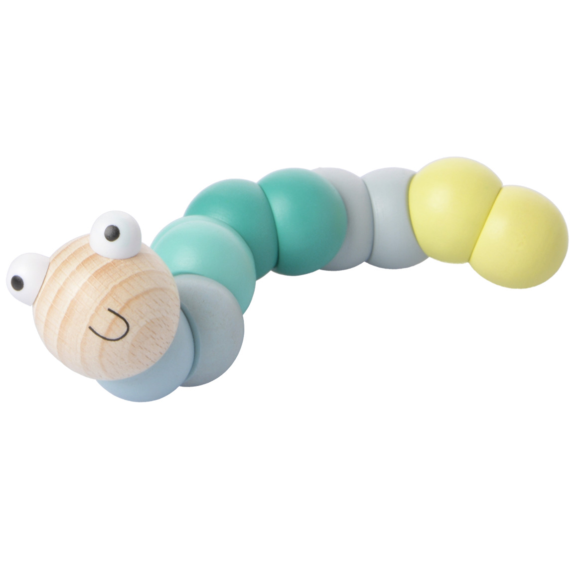 Topomini Baby Greifling Raupe aus Holz blau / bunt