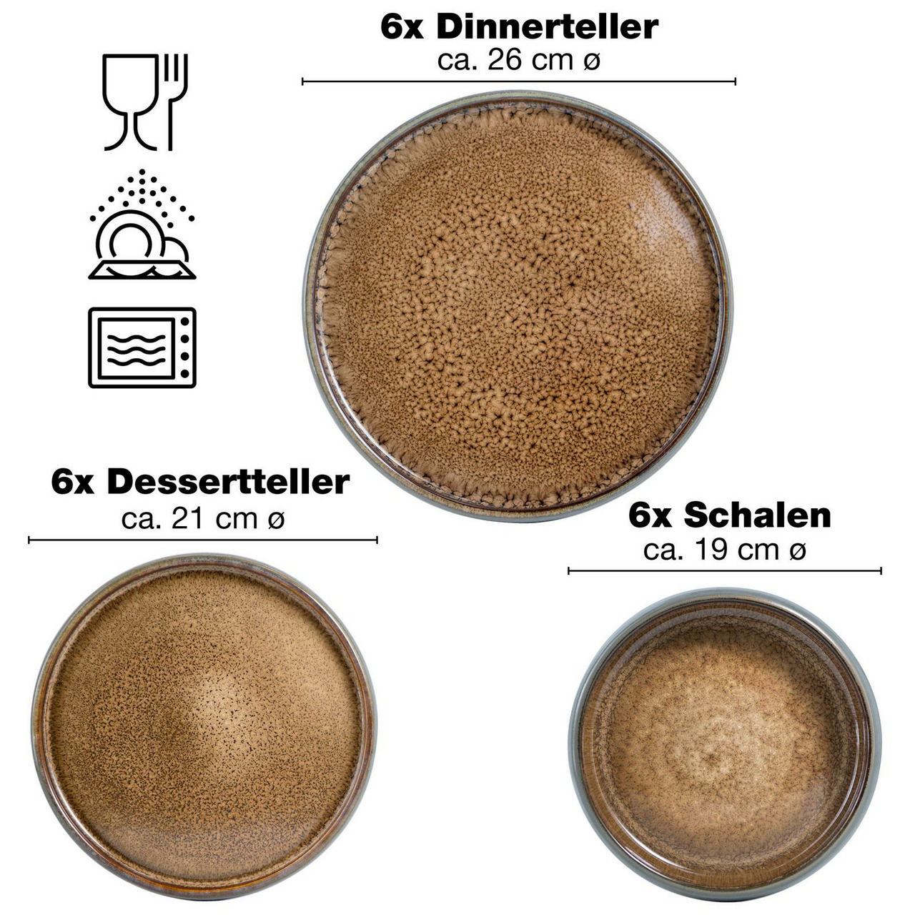 Moritz & Moritz Tafelservice braun 18-tlg. Reaktiv