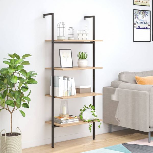 Unidade 4 Prateleiras 64x35x152,5 cm Castanho-claro e Preto - 336382